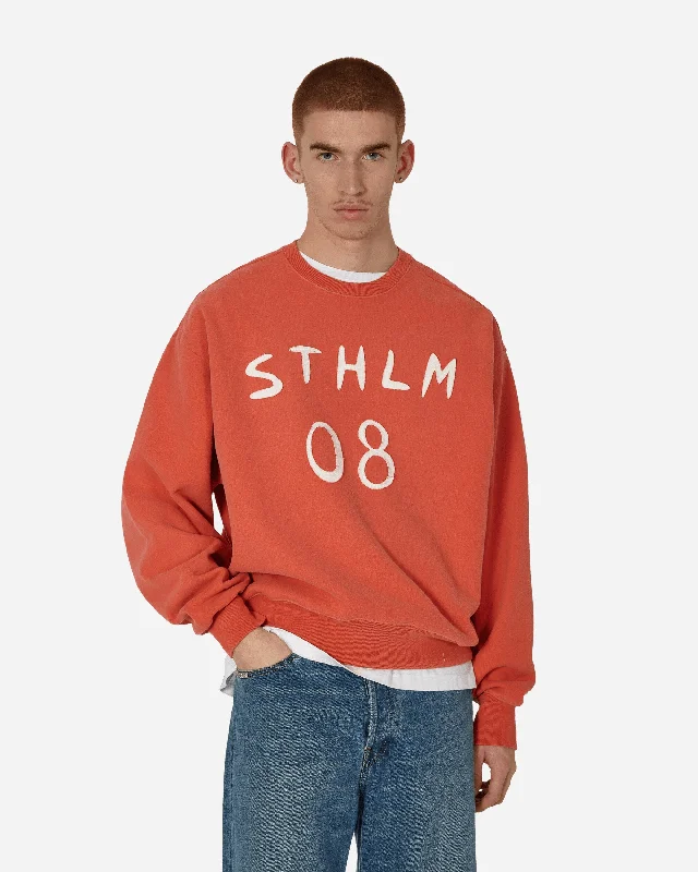 Patch Print Crewneck Sweatshirt Chili Orange