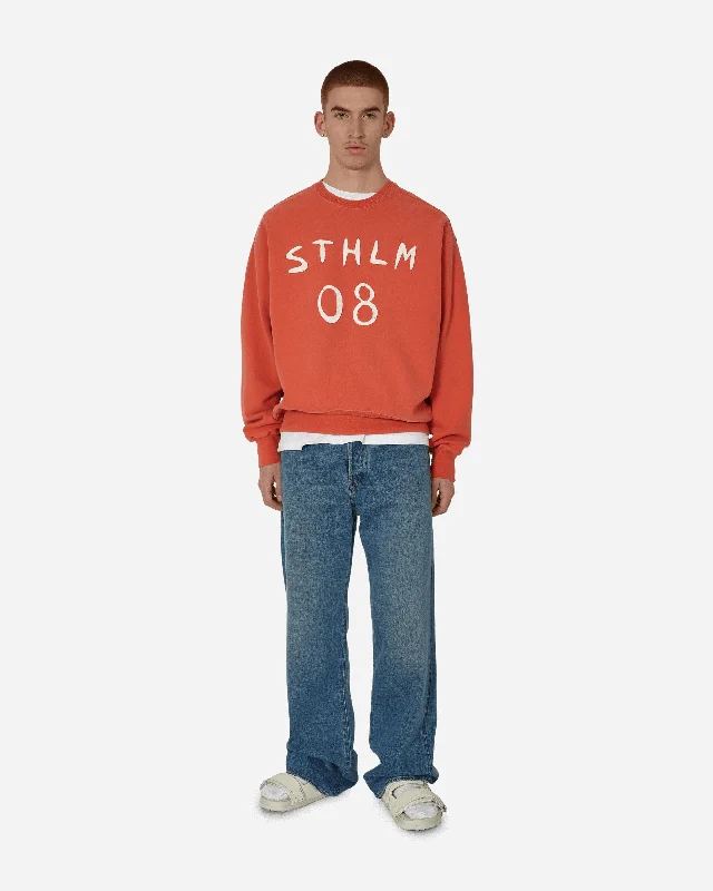 Patch Print Crewneck Sweatshirt Chili Orange