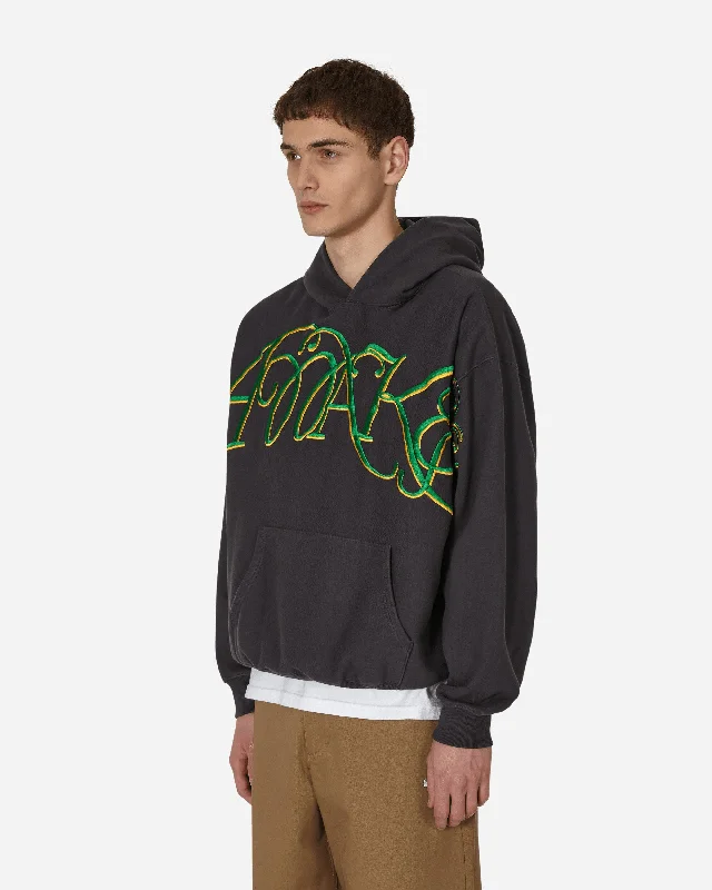 Script Embroidered Hooded Sweatshirt Grey