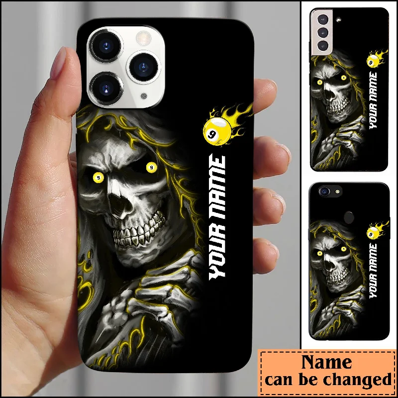 BlueJose Billiard Skull 9 Ball Personalized Name Phone Case