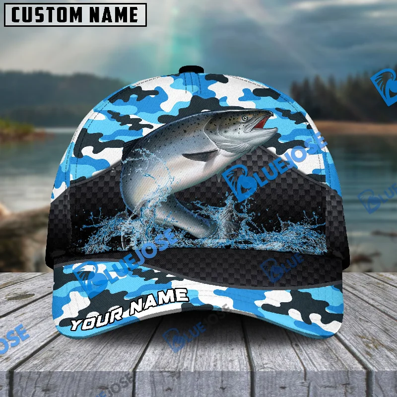 BlueJose Personalized Salmon Fishing Blue Camo Sport Classic Cap