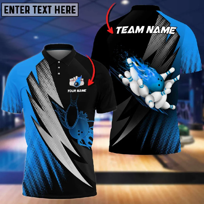 BlueJose Thunder Polka Dot Motifs Bowling Personalized Name, Team Name 3D Shirt (4 Colors)