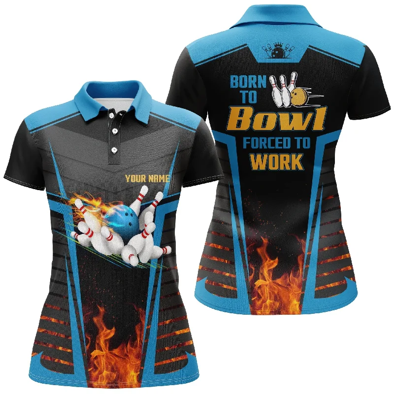 BlueJoses Bowling Born To Bowl Forced To Work Personalized All Over Printed Shirt For Women