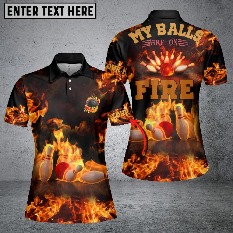 BlueJoses Flame Bowling My Balls Are On Fire Personalized 3D Shirt For Women, Personalized Shirts For Bowling Players