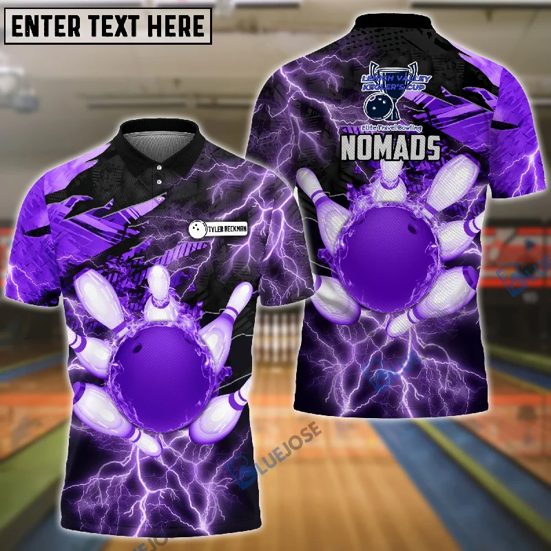 BlueJoses Thunder Power Bowling And Pins Personalized Name Team Name 3D Shirt for Allen