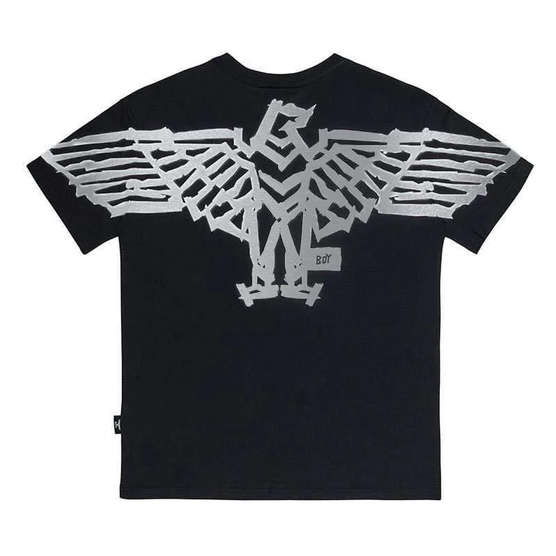 BOY TAPE EAGLE BACKPRINT T-SHIRT - BLACK/SILVER