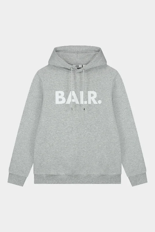 Brand Straight Hoodie Grey Melange