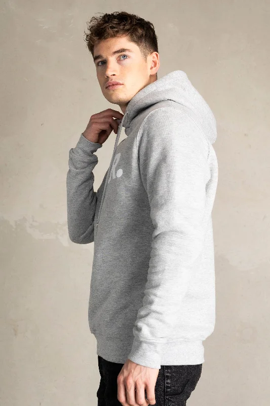 Brand Straight Hoodie Grey Melange