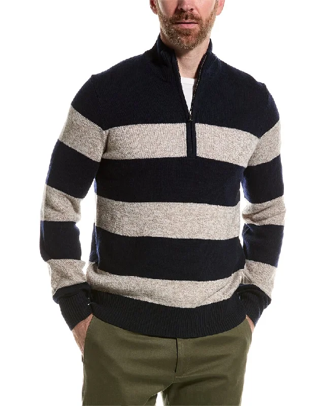 Brooks Brothers Stripe Wool 1/2-Zip Pullover