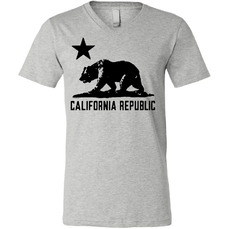 California Flag Oversize Black Silhouette Asst Colors V-Neck