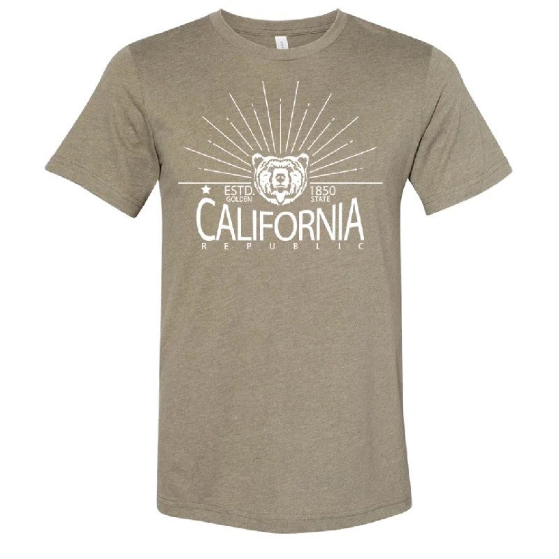 California Golden State White Print Asst Colors Sueded Tee