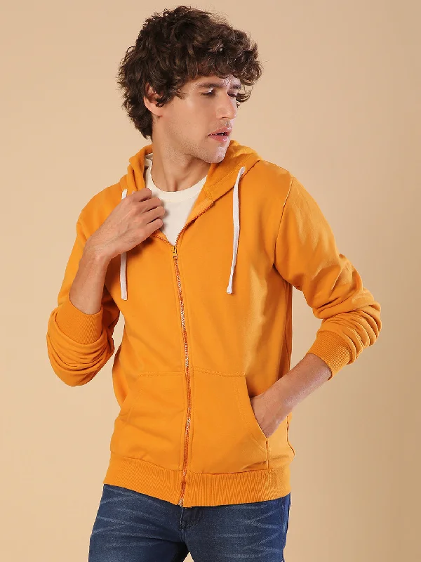 Campus Sutra Men Stylish Solid Casual Hooded Sweatshirt