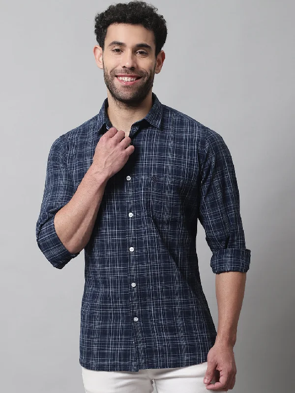 Cantabil Cotton Checkered Grey Full Sleeve Casual Shirt for Men with Pocket