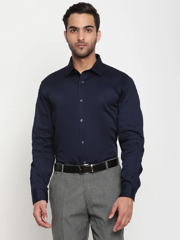 Cantabil Men's Navy Party Wear Shirt