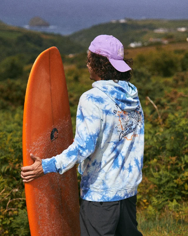 Coastline - Mens Tie Dye Pop Hoodie - Blue