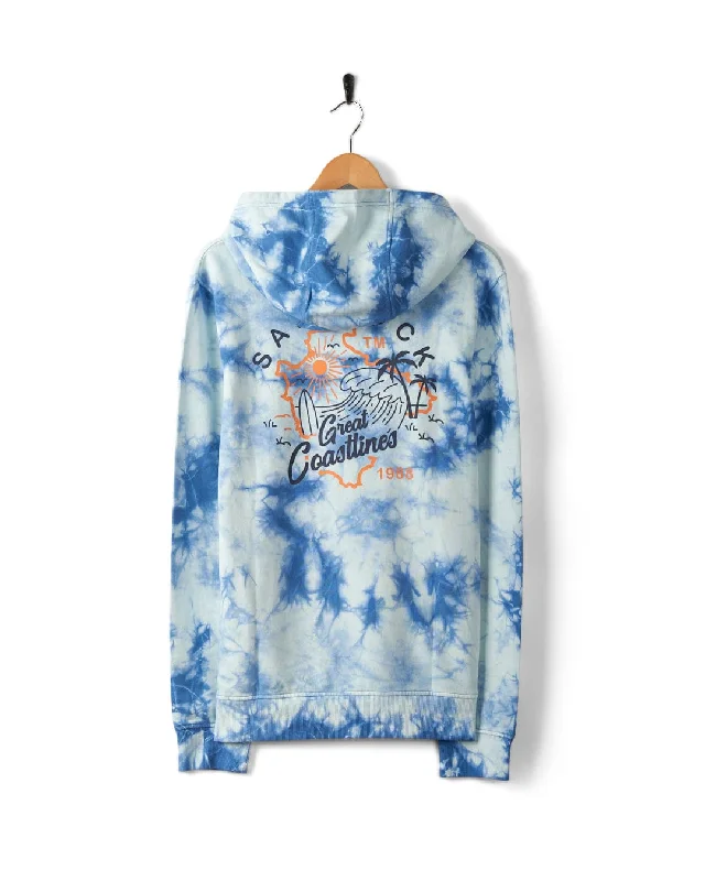 Coastline - Mens Tie Dye Pop Hoodie - Blue