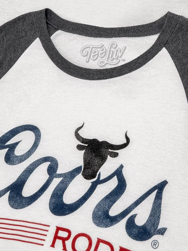 Coors Rodeo Beer Raglan 3/4 Sleeve T-Shirt - White/Charcoal