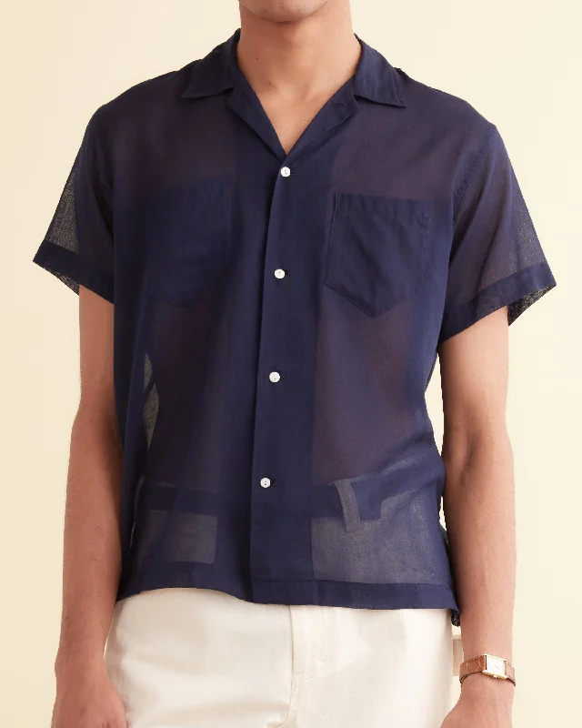 Voile Short Sleeve Shirt - Navy