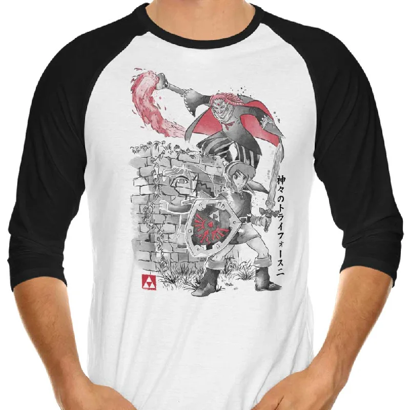 Between Worlds Sumi-e - 3/4 Sleeve Raglan T-Shirt