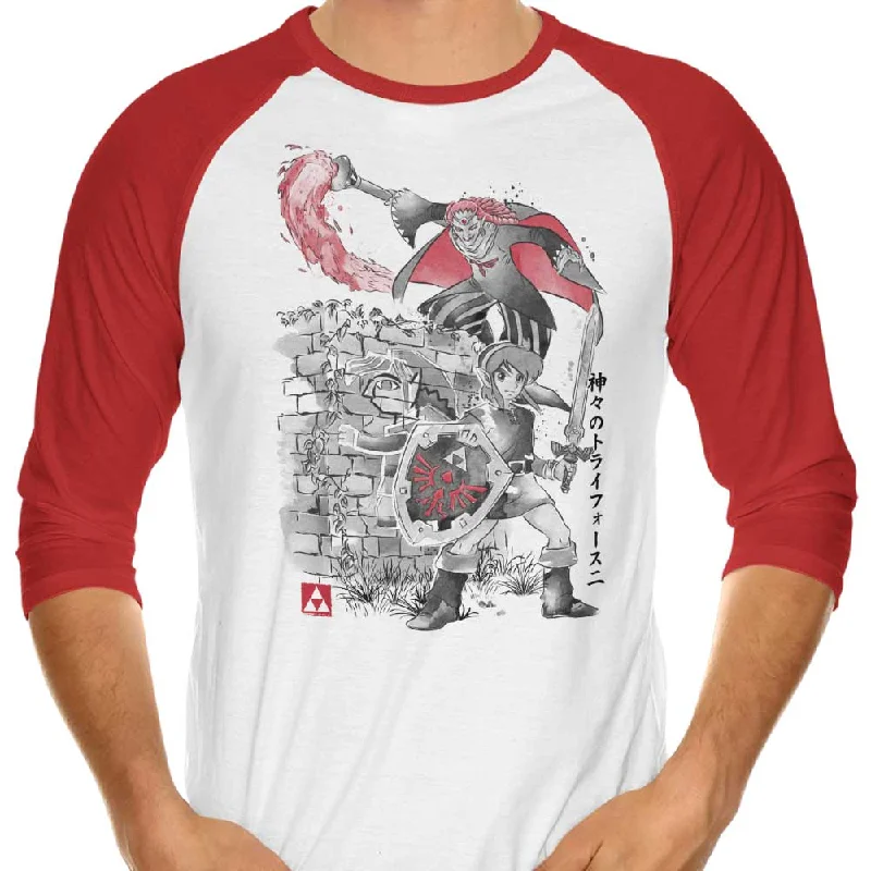 3/4 Sleeve Raglan T-Shirt / Red / XS