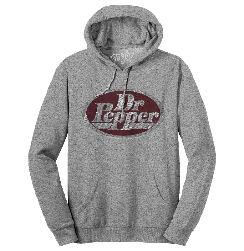 Dr Pepper Silver Logo Pullover Hooded Sweatshirt - Gray