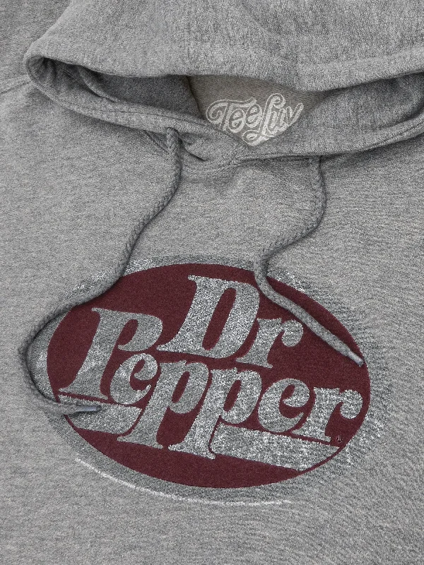 Dr Pepper Silver Logo Pullover Hooded Sweatshirt - Gray