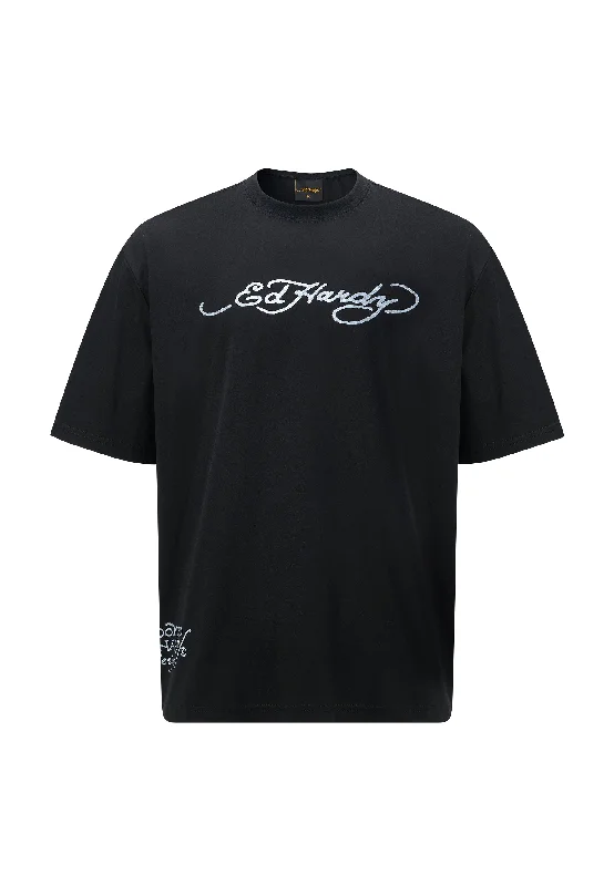 Mens Dragons-Back Tonal T-Shirt - Black