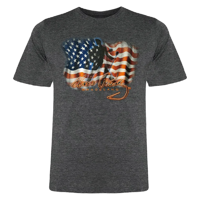 Elvis Silhouette Shadow Flag T-Shirt