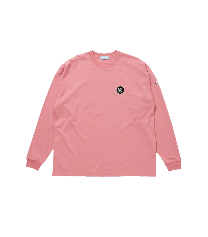 EMBROIDERED RUNNING DOG L/S T-SHIRT - DEEP PINK