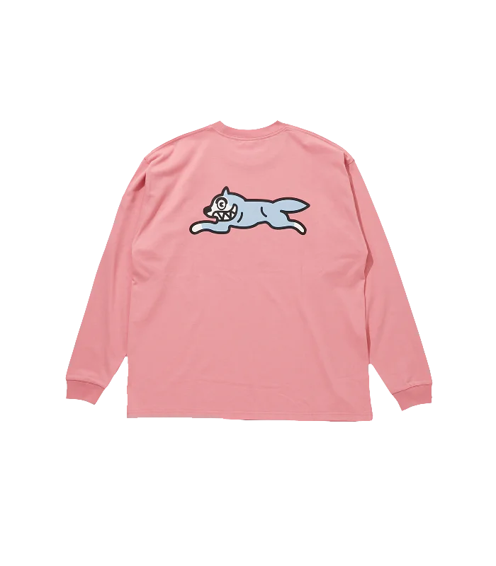 EMBROIDERED RUNNING DOG L/S T-SHIRT - DEEP PINK