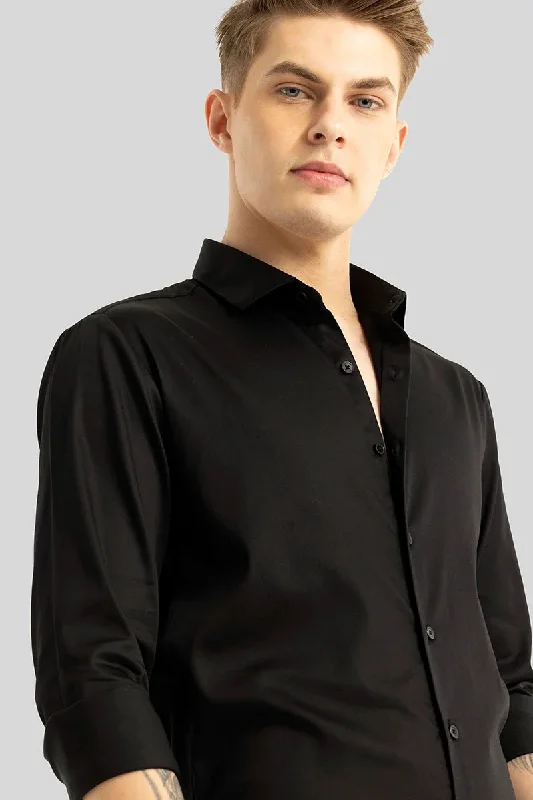 Etnni Black Plain Stitchless Shirt