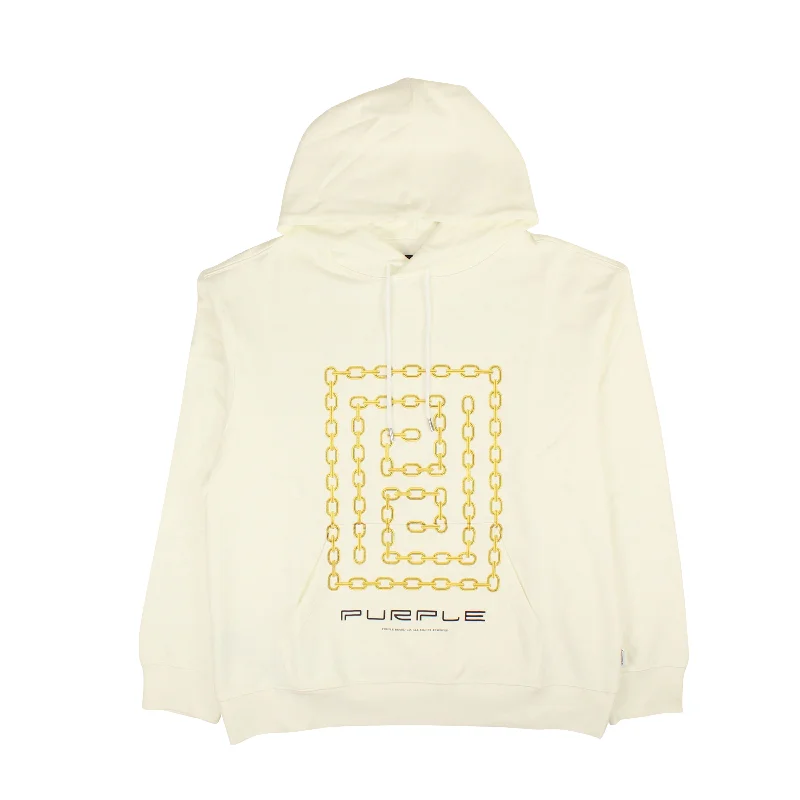 FRENCH TERRY PULLOVER HOODY - MEANDER CHAIN COCONUT MILK