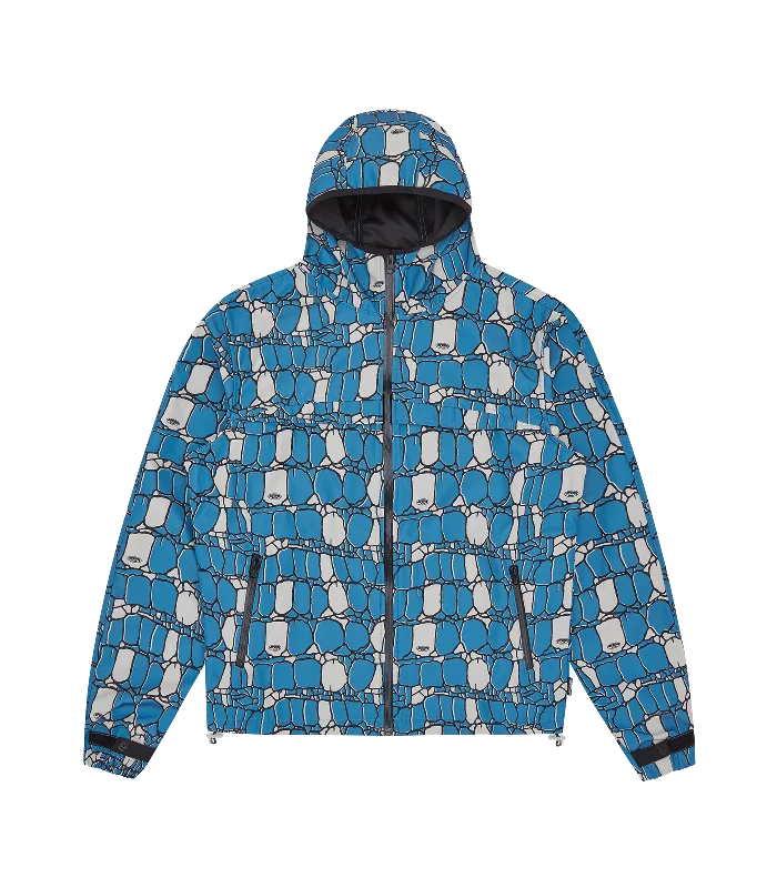 GATOR CAMO HOODED WINDBREAKER JACKET - BLUE