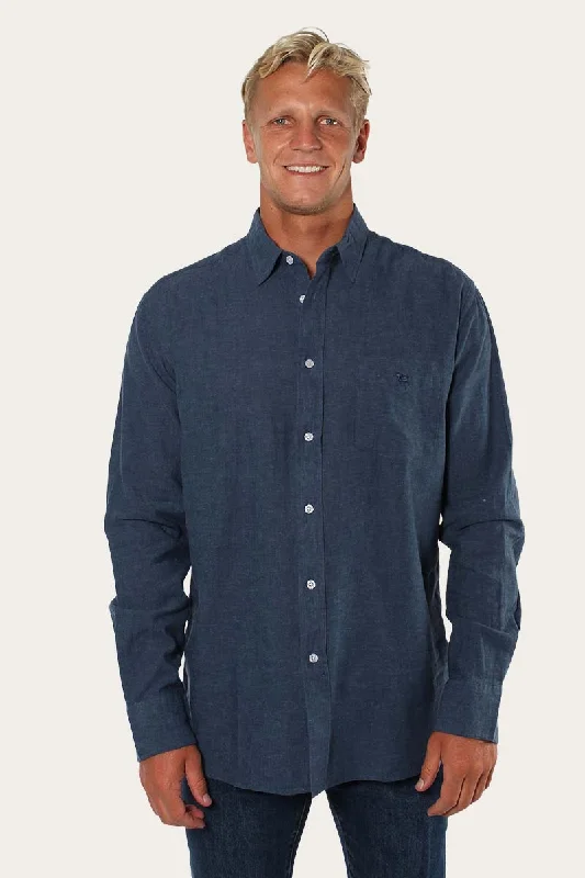 Glenmorgan Mens Relaxed Linen Dress Shirt - Steel Blue