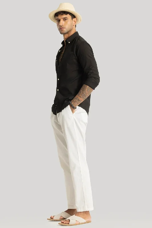 Henri Black Plain Linen Shirt