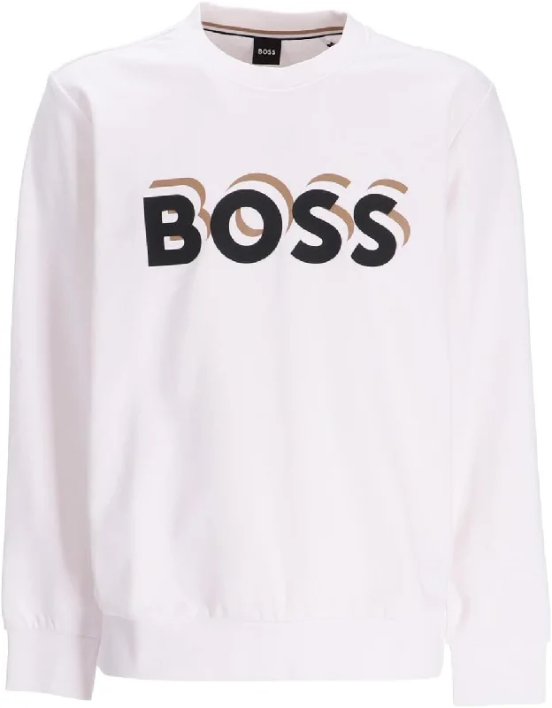 Hugo Boss Men's Soleri Logo Crew Neck Sweatshirt, White