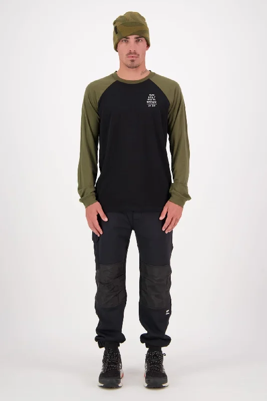 Icon Merino Air-Con Raglan - Dark Olive Black