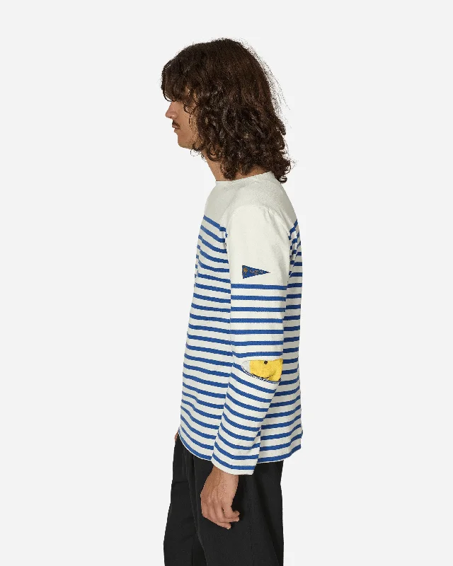 Panel Stripe Jersey Elbow-Rip Longsleeve T-Shirt (Rainbowy Patch) White