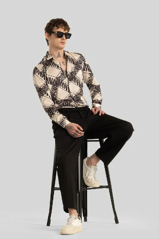 Kees Cream Geometric Shirt