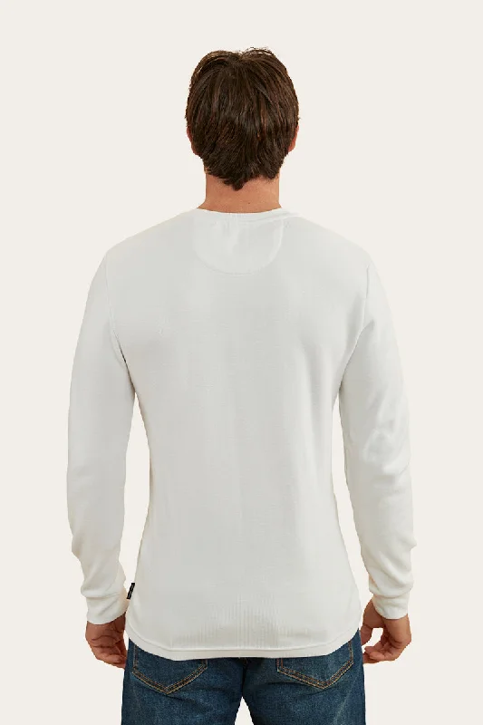 Keith Mens Henley Long Sleeve T-Shirt - White