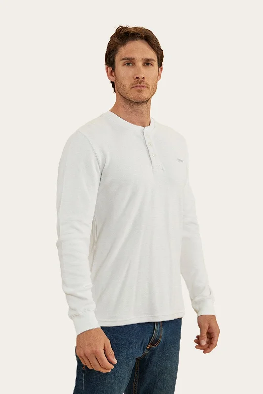 Keith Mens Henley Long Sleeve T-Shirt - White