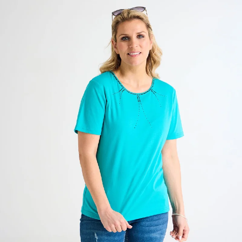 Ladies Beaded Neck T-Shirt