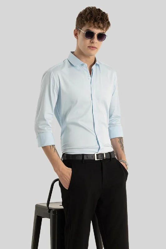 Light Blue Concealed Placket Shirt