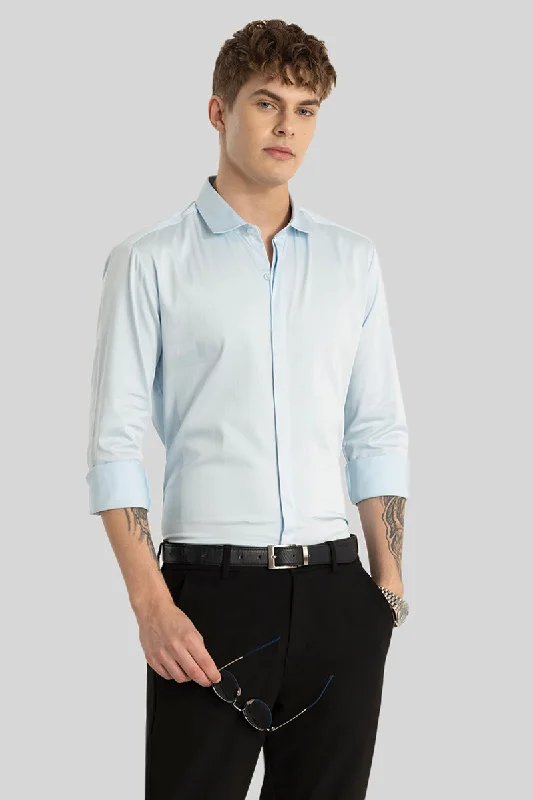 Light Blue Concealed Placket Shirt