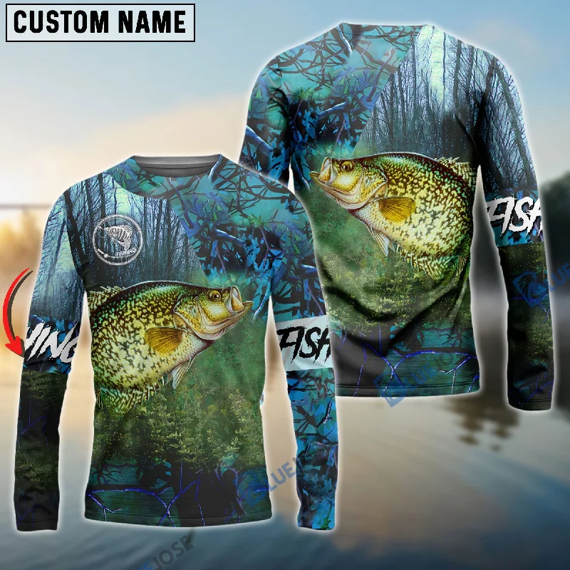 Bluejose Crappie Fishing Blue Camo Custom Name 3D Shirts