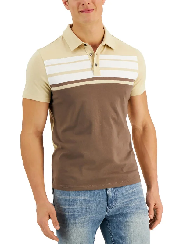 Mens Colorblock Striped Polo