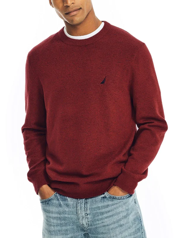 Mens Heathered Long Sleeve Crewneck Sweater