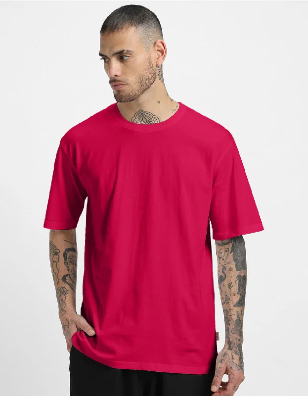 Magenta Basic Oversized T-shirt