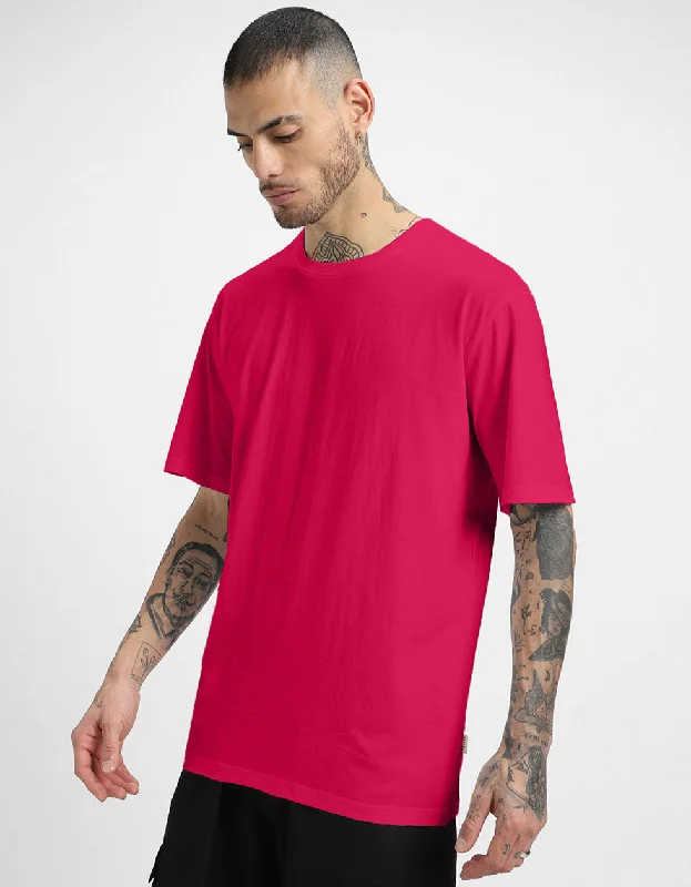 Magenta Basic Oversized T-shirt