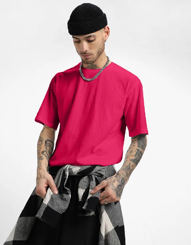 Magenta Basic Oversized T-shirt